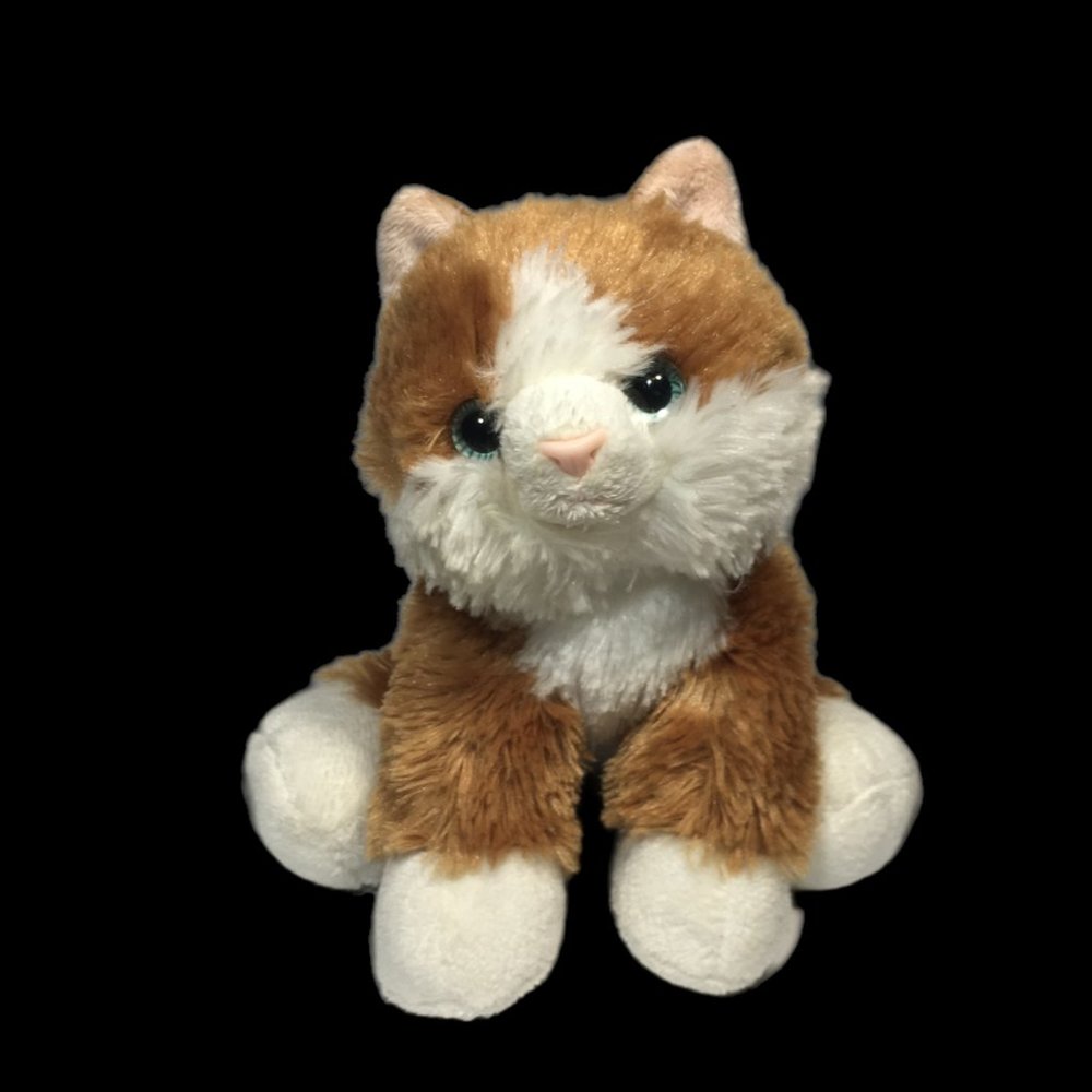 Aurora Kitten Cat Plush Bean Bag Orange White Ginger Stuffed Animal Soft Toy 8"